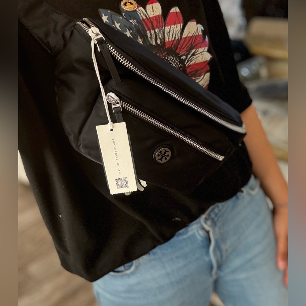 Tory Burch Black Belt Bag with Silver Accents - Picture 2 of 7
